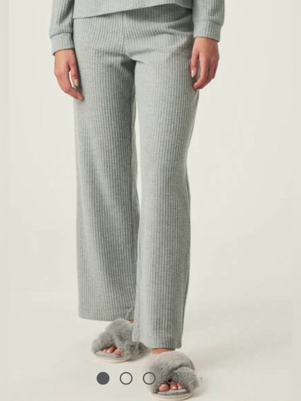Splendid Gray Waffle Knit Wide Leg Lounge Pants Medium NWT Cozy Soft